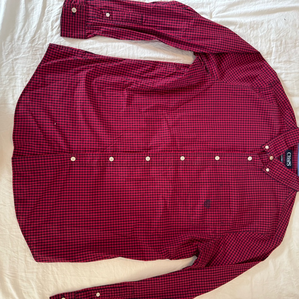 Chaps Red Casual Button Down Shirt Classic Style